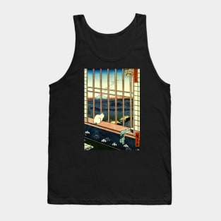 Cat Neko looking at Mount Fuji Japanese art Tank Top